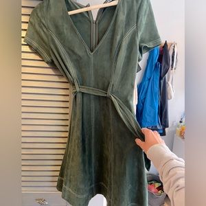 Green suede short dress